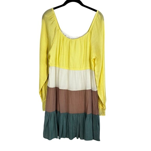 Cato Dresses & Skirts - Colorful Tiered Mini Dress L Earthy Neutral Festival Summer Ombre Concert Chic
